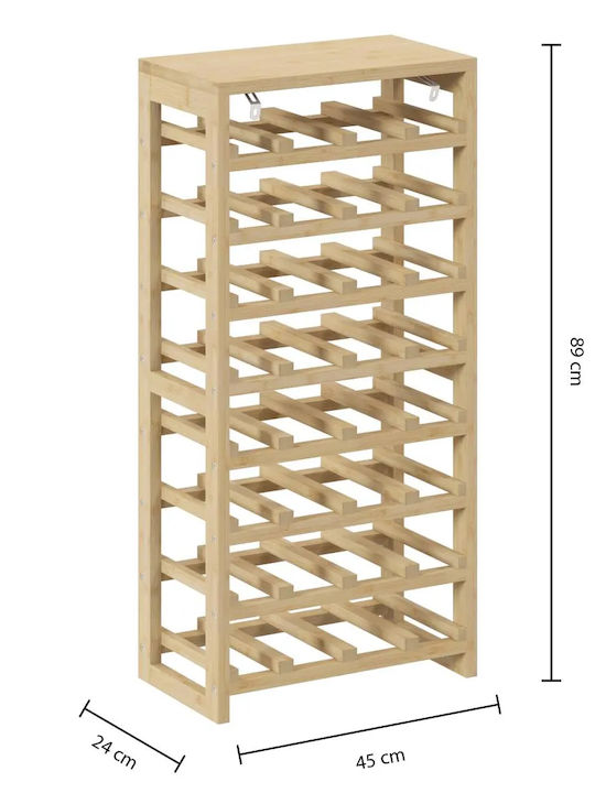5Five Freistehend Flaschenhalter Hölzernes für 32 Flaschen Beige 45x24x89εκ.