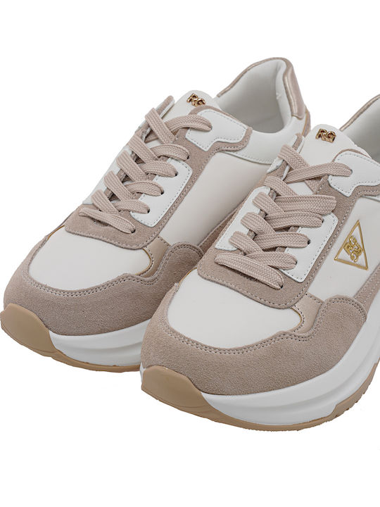 Sneakers Beige Suede White Leopard