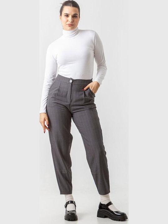 Damen Stoff Hose Gestreift Gray