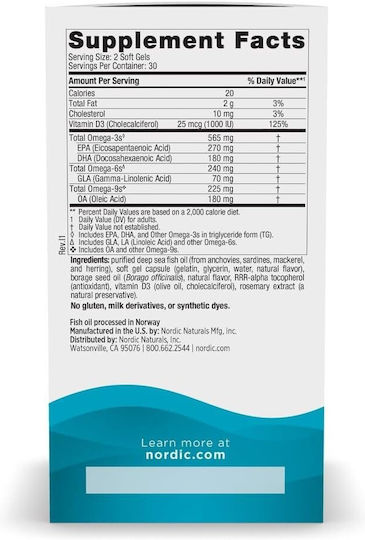 Nordic Naturals Complete Omega-D3 Fish Oil 565mg 60 Softgels With Lemon Flavour