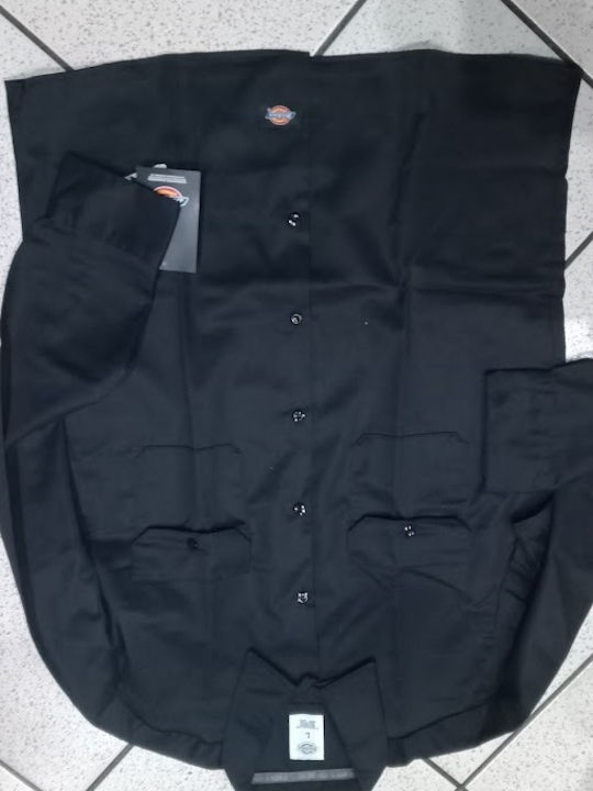 Work Shirt Μακρυμάνικo Πουκάμισο σε Στενή Γραμμή Μαυρο