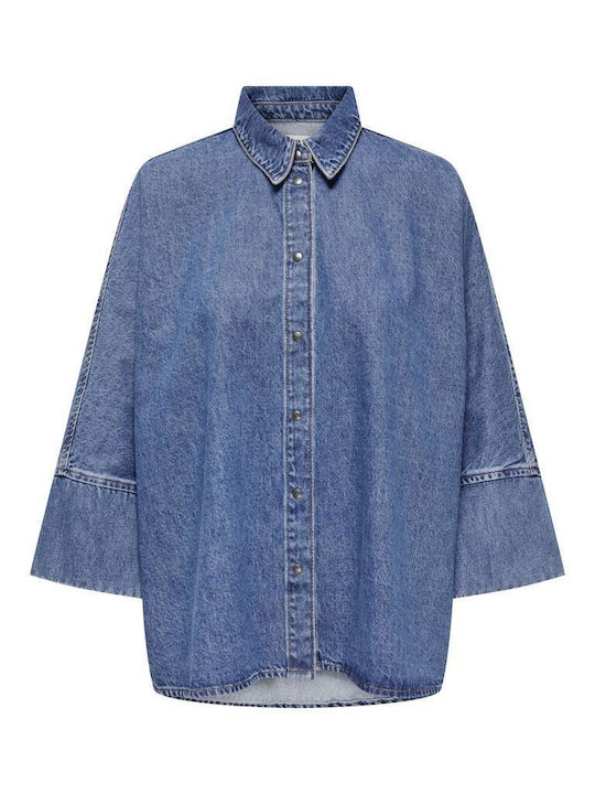 Langärmeliges Damen Denim Hemd Blau