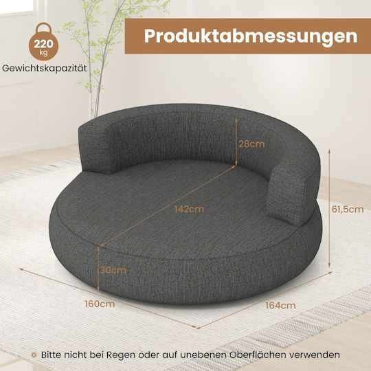 Bean Bag Chair Sofa Inflatable Grey 61x164x160cm