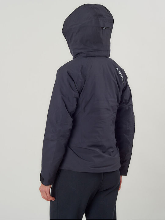 Women's Sports Jacket Waterproof for Winter with Hood Black