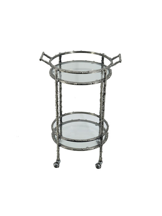 Rundes Beistelltisch Cart Metall Silber M41xL51xH76cm