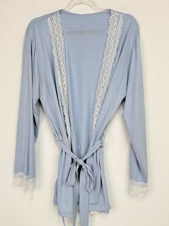 Sorrisino Summer Women's Pajama Set Cotton Light Blue