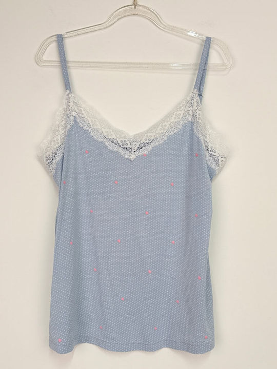 Sorrisino Summer Women's Pajama Set Cotton Light Blue