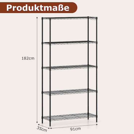 Metal Bookcase 182x35x91cm