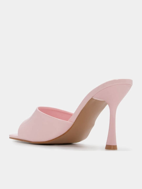 Mules With Thin High Heel In Pink Colour