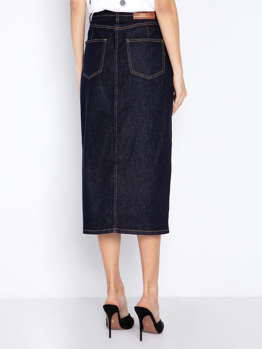 Denim Midi Skirt Navy Blue