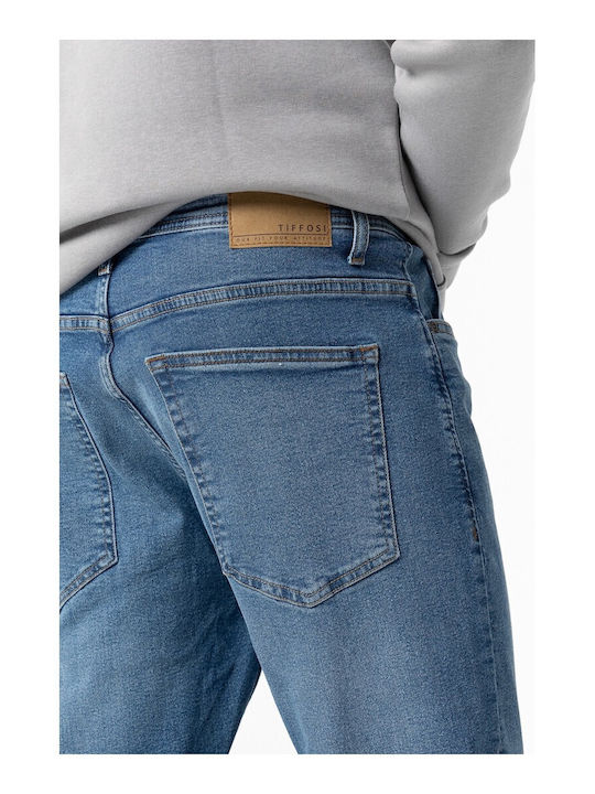 Men's Elastic Jeans Pants with Regular Tapered Fit Blue