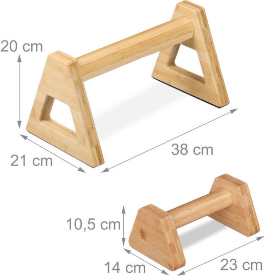 Push-up Handles Set 4 Pieces 2 Large & 2 Small Bamboo Anti-slip Base Natural 10049893