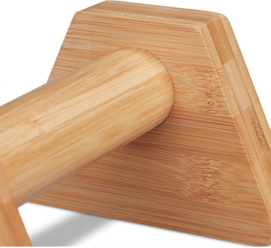 Push-up Handles Set 4 Pieces 2 Large & 2 Small Bamboo Anti-slip Base Natural 10049893