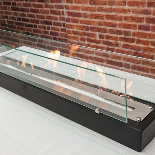 Desktop Modern New Generation Bioethanol Fireplace Wood Black 97×14×12 Cm