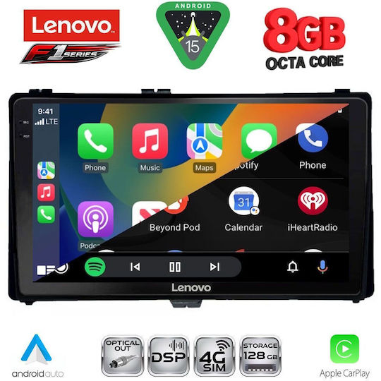 Lenovo Ηχοσύστημα Αυτοκινήτου για Toyota Auris / Aygo X / Corolla 2015 (Bluetooth/USB/WiFi/GPS/Apple-Carplay/Android-Auto) με Οθόνη Αφής 9"