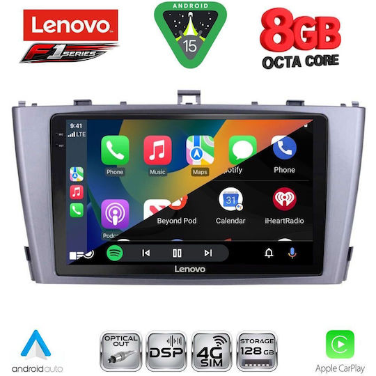Lenovo Ηχοσύστημα Αυτοκινήτου για Toyota Avensis 2009-2015 (Bluetooth/USB/WiFi/GPS/Apple-Carplay/Android-Auto) με Οθόνη Αφής 9"
