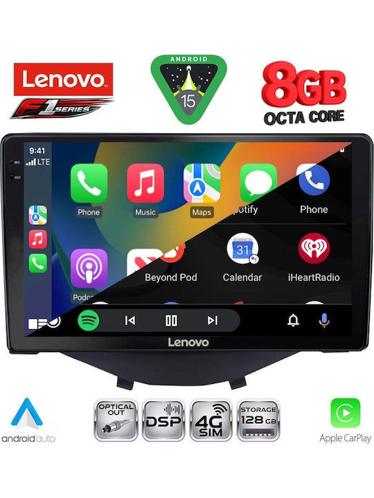 Lenovo Car Audio System for Toyota Aygo 2014-2022 with Clima (Bluetooth/USB/WiFi/GPS/Apple-Carplay/Android-Auto) with Touch Screen 9"