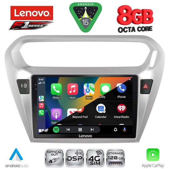 Lenovo Car Audio System for Peugeot 301 Citroen C-Elysee 2013 (Bluetooth/USB/WiFi/GPS/Apple-Carplay/Android-Auto) with Touch Screen 9"