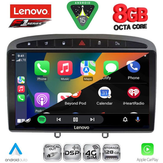 Lenovo Car Audio System for Peugeot 308 / RCZ 2007-2012 (Bluetooth/USB/WiFi/GPS/Apple-Carplay/Android-Auto) with Touch Screen 9"