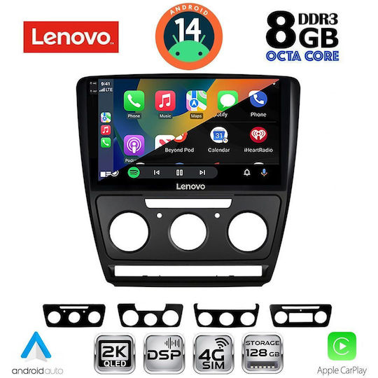 Lenovo Car Audio System for Skoda Octavia 2005-2012 (Bluetooth/USB/WiFi/GPS/Apple-Carplay/Android-Auto) with Touch Screen 10"