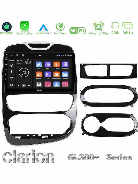 Clarion Ηχοσύστημα Αυτοκινήτου για Renault Clio 2012-2019 (Bluetooth/USB/AUX/WiFi/GPS/Apple-Carplay/Android-Auto) με Οθόνη Αφής 9"