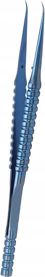 Precise Titanium Bent Tweezers Blue