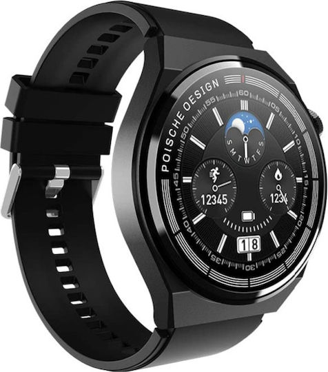 Microwear Gt3 Max 46mm Smartwatch with Heart Rate Monitor (Black)
