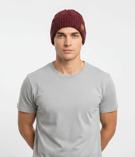Men's Burgundy Beanie with Braids