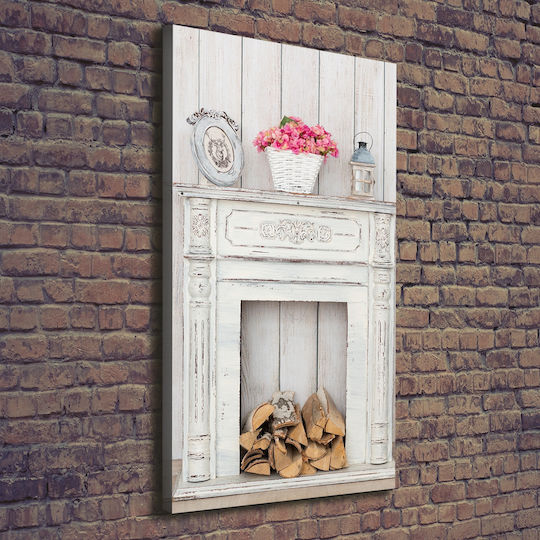 Panou De Perete Pânză Decorațiune Durabilă Focar Din Lemn 70x140 Cm