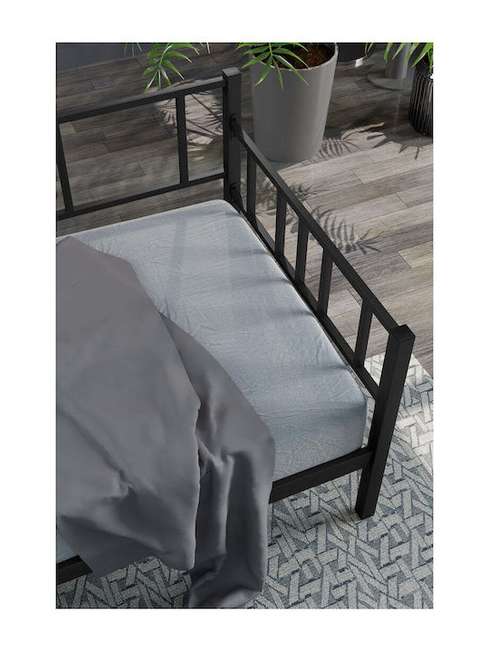 Μεταλλικό Daybed Μαύρο Μονό 90x190 – Πολυλειτουργικό Κρεβάτι 100x200 Cm