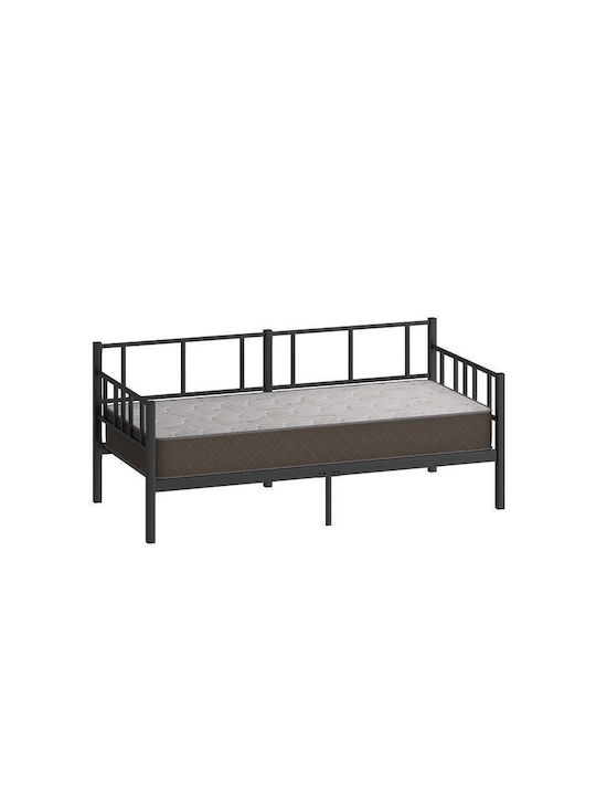 Μεταλλικό Daybed Μαύρο Μονό 90x190 – Πολυλειτουργικό Κρεβάτι 100x200 Cm