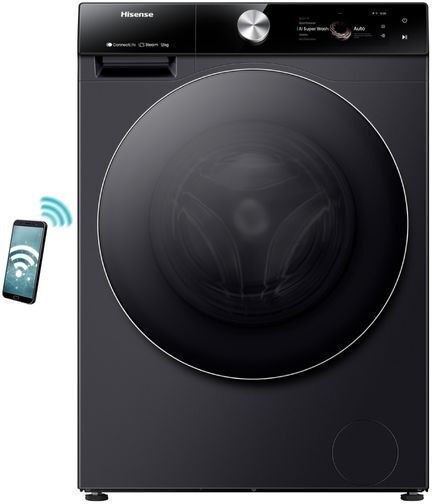 Hisense Πλυντήριο Ρούχων 12kg 1400 Στροφών Μαύρο WF7S1247BB