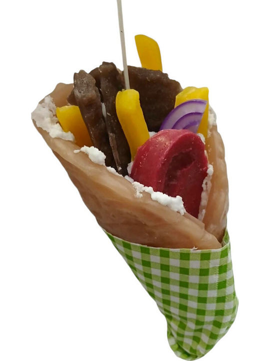 Humorous Funny Easter Candle 18cm Souvlaki Pita Gyros Green Napkin Lab-10601