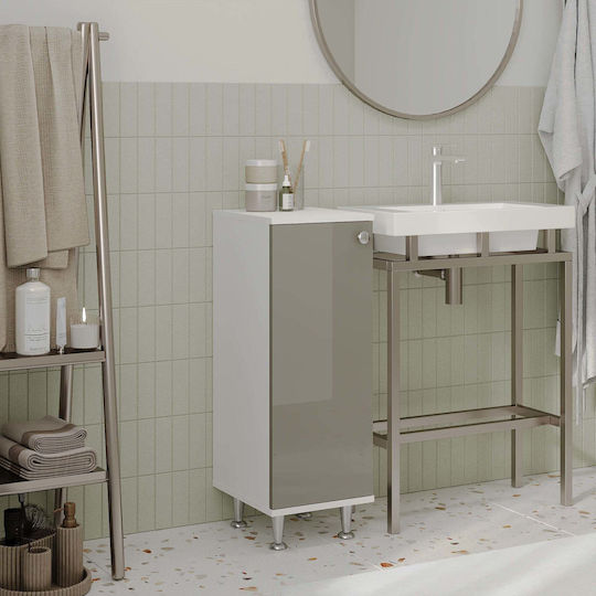 Zaria Cabinet de baie L30xA35xÎ85cm Glossy Grey/Alb