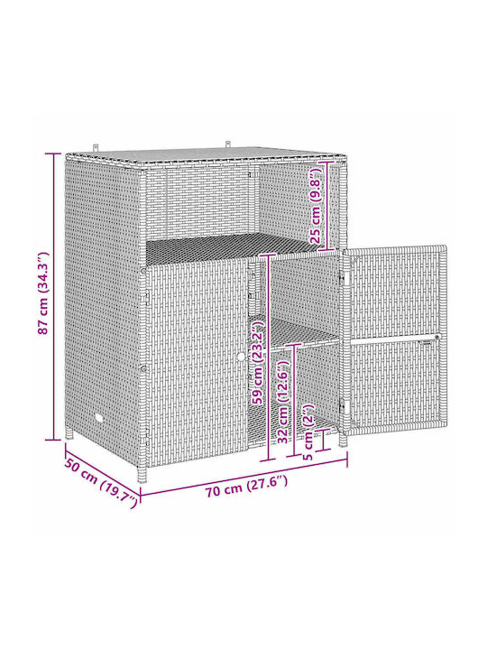 Cabinet de depozitare din lemn masiv L70xW50xH87buc