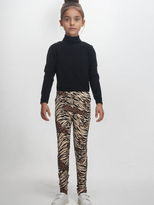 Kids Leggings Set Long Beige Animal Print