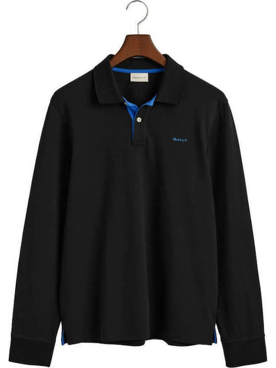 Contrast Polo Μπλούζα Μακρυμάνικη Μαύρη
