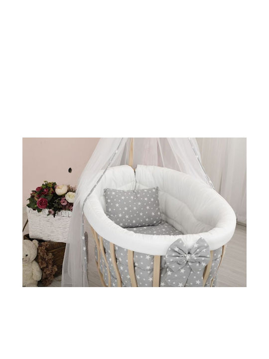 Baby Cradle Set with Lace Natural Wood Gray 95x65x85cm