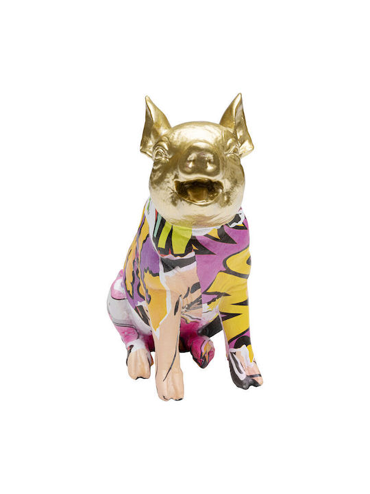 Decorative Tabletop Graffiti Pig Gold Multicolored 10.5x19x20 cm