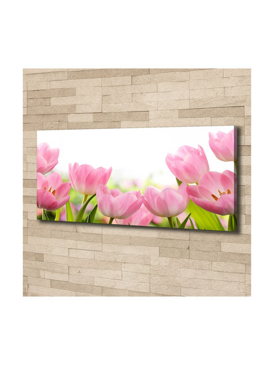 Panou De Perete Pânză De Înaltă Calitate Imprimare Lalele Roz 125x50 Cm