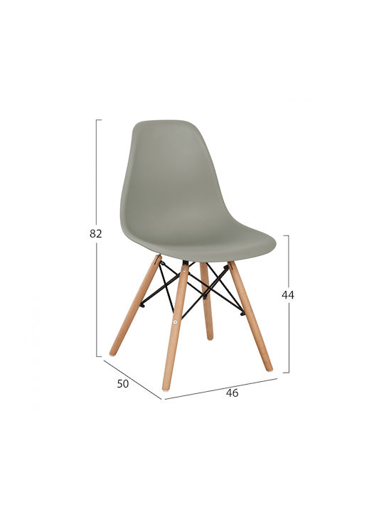 Twist Pp Καρέκλα Τραπεζαρίας Ξύλινη Γκρι 46x50x82εκ.