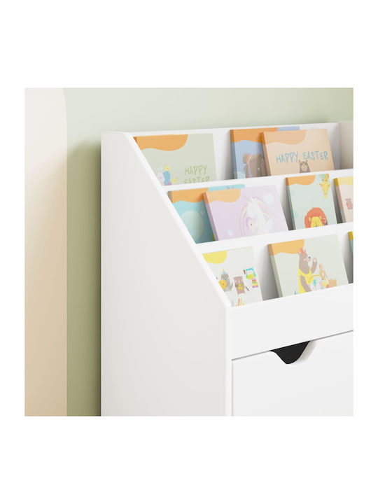 Kids Wooden Bookcase White 60x29.5x69cm