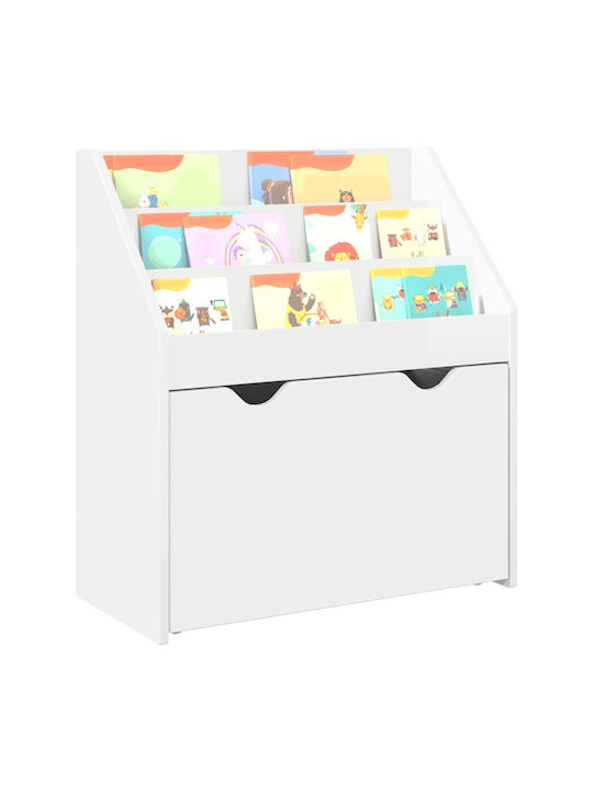 Kids Wooden Bookcase White 60x29.5x69cm
