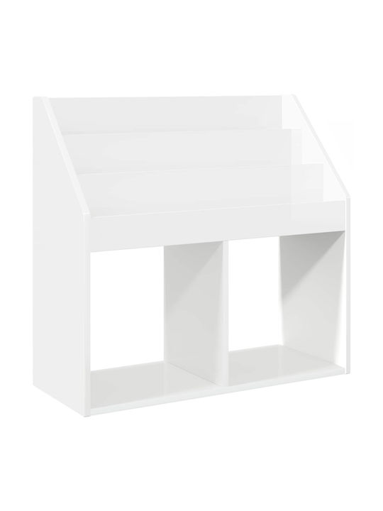 Kids Wooden Bookcase White 72.5x29.5x69cm