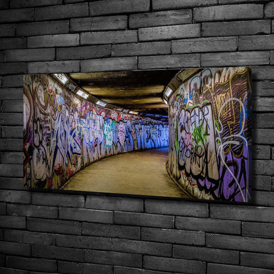 Wall Canvas Painting Ready Immediate Installation Graffiti In The Metro 100x50 Cm