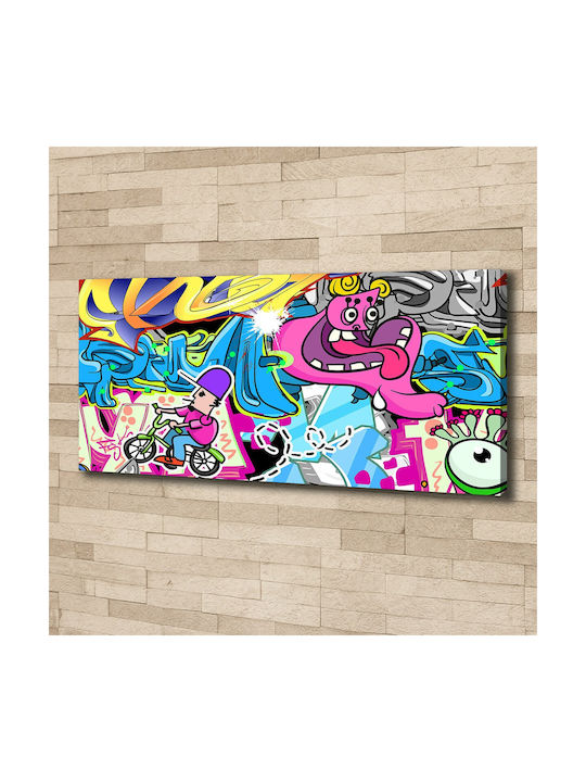 Panou De Perete Pânză Potrivit Pentru Decor Permanent Graffiti 125x50 Cm