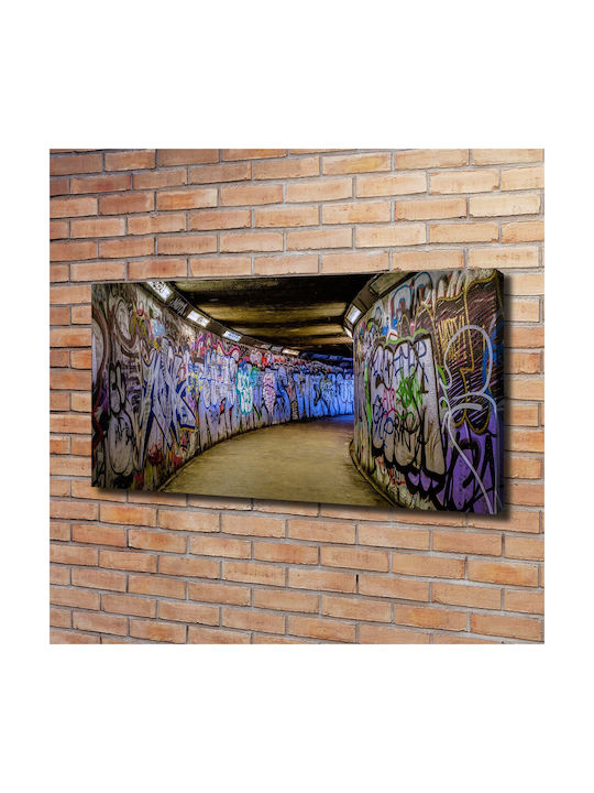 Wall Canvas Painting Ready Immediate Installation Graffiti In The Metro 120x60 Cm