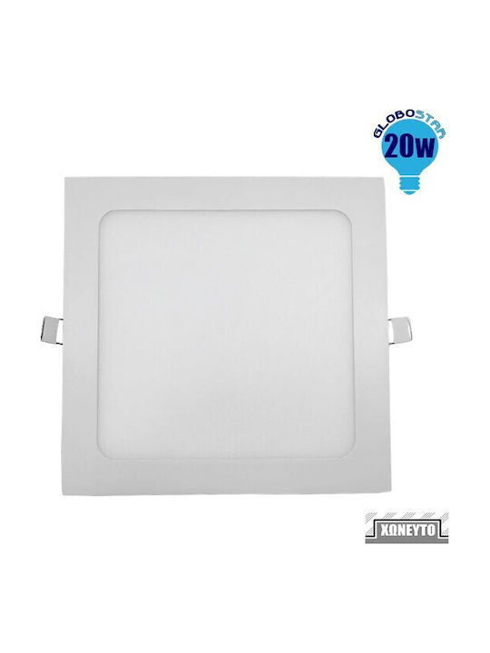 GloboStar Square Recessed LED Panel 20W with Warm White Light 3000K