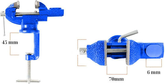 Fixed Bench Vise Made of Cast Iron with Maximum Opening 45mm