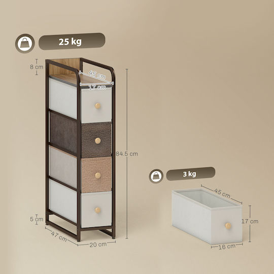 HomCom Fabric Storage Case For Clothes 20x47x84.5cm 1pcs